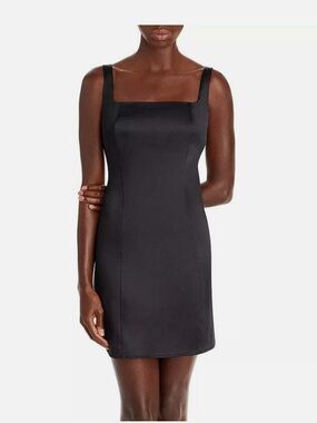 NWT Aqua Bloomingdale's  Black Square-Neck Sleeveless Mini Dress Size XS
